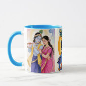 Belle tasse à café accent bleu Radha Krishna (Gauche)