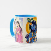 Belle tasse à café accent bleu Radha Krishna (Devant gauche)