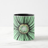 Belle tasse à café vert menthe et fleur noire (Centre)