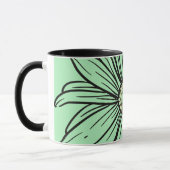 Belle tasse à café vert menthe et fleur noire (Gauche)