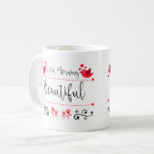 Belle tasse blanche classique de 11 onces bonjour (Devant gauche)