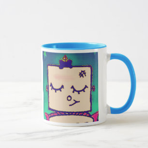 Belle tasse de café de robot de fille