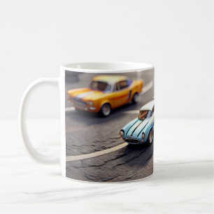 Belle tasse de café de voiture de petites voitures