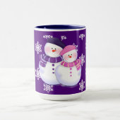 Belle tasse de couples de bonhomme de neige (Centre)