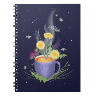 Belle tasse de thé et Carnet de fleurs d'été
