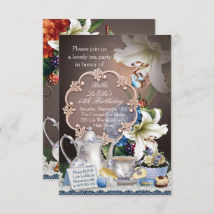 Belle Tea Party Anniversaire des invitations