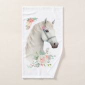 Belle tête de cheval blanc Boho Floral (Serviette à main)