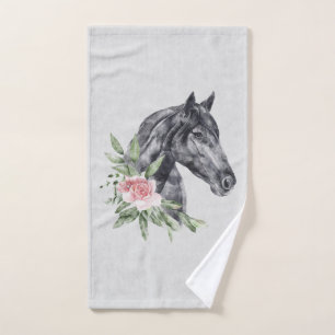 Belle tête de cheval noir Portrait d'aquarelle