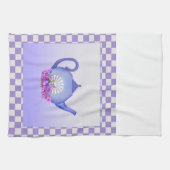 Belle théière Lavande + Fleurs Serviette de cuisin (Horizontal)