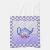 Belle théière Lavande + Fleurs Serviette de cuisin (Vertical)