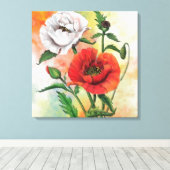 Belle toile en toile blanche rouge à fleurs à impr (Insitu (Plancher de Bois))