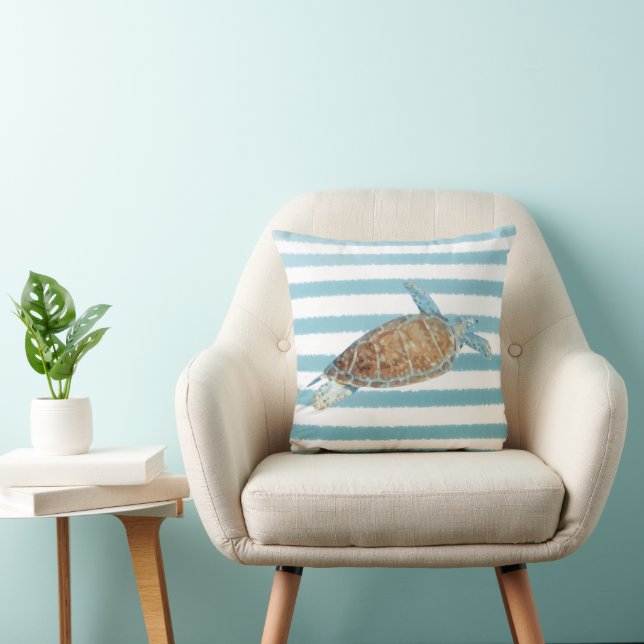 Belle Tortue de mer Art Jeter Oreiller (Chaise)