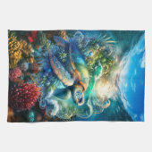 Belle Tortue de mer serviette de cuisine (Horizontal)
