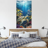 Belle Tortue, Poisson et Plantes de mer toile Impr (Insitu(Chambre))