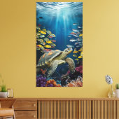 Belle Tortue, Poisson et Plantes de mer toile Impr (Insitu(Salon))