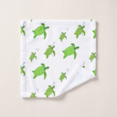 Belle tortue verte sur blanc (Gant de toilette)