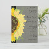 Belle tournesol sur Faire-part de mariage noire (Debout devant)