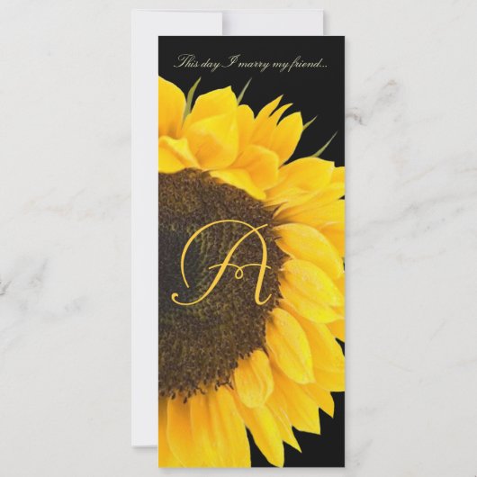 Belle tournesol sur Faire-part de mariage noire (Dos)