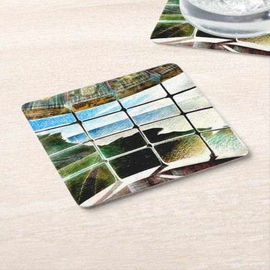 Belle Tout Lighthouse Beachy Head Vierkante Kartonnen Onderzetter (Schuin)