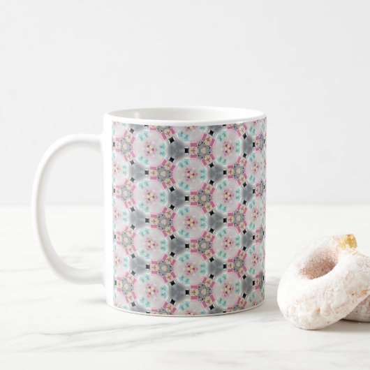 Belle, Tranquille, Retro, Motif De Café Mug (Avec donut)