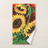 Belle Trois Tournesols - Peinture  (Serviette à main)