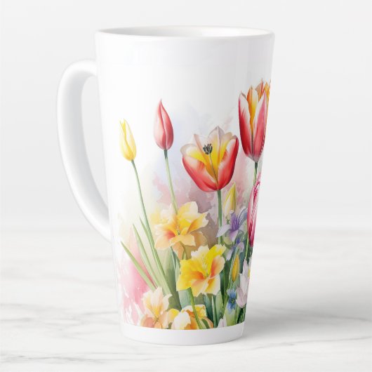 Belle Tulipe Fleur Latte Mug (Angle gauche)