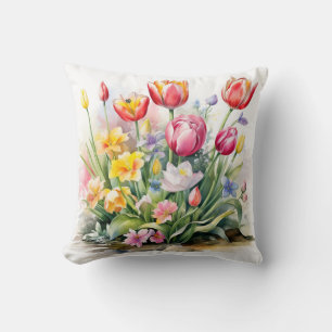 Belle Tulipe Tulipe Fleurs Fleurs Jeter Oreiller