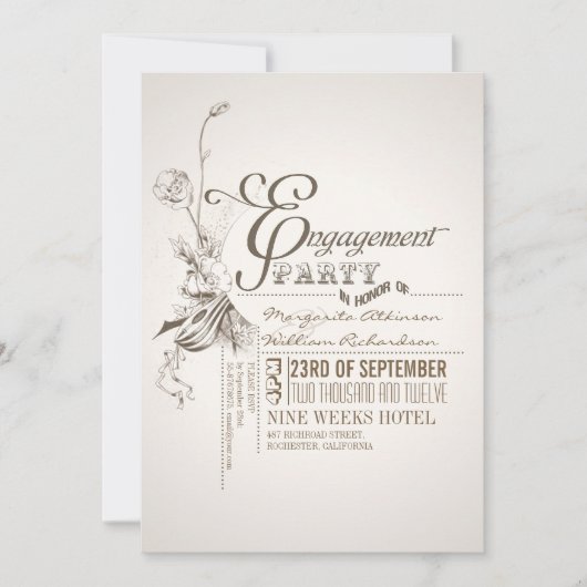 belle typographie invitation de la partie d'engage (Devant)