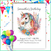 Belle Unicorn Girl Birthday Invitation