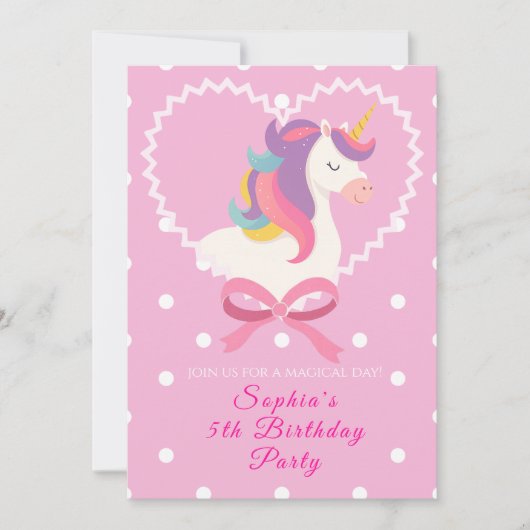 Belle Unicorn Invitation Anniversaire (Devant)