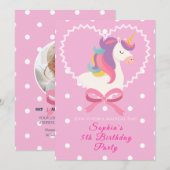 Belle Unicorn Invitation Anniversaire (Devant / Derrière)