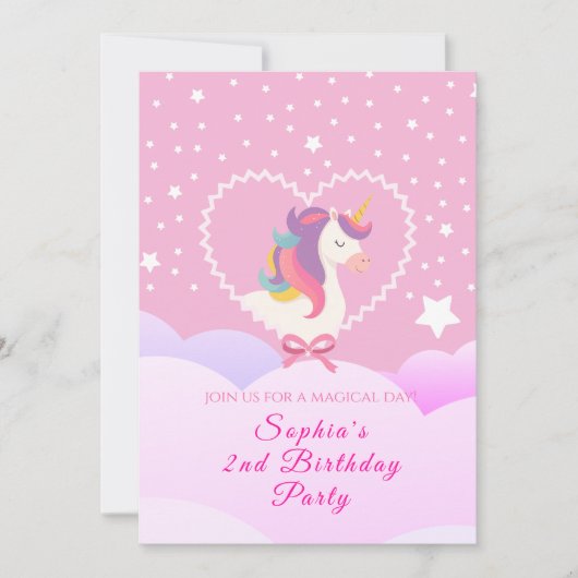 Belle Unicorn Invitation Anniversaire (Devant)