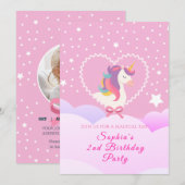 Belle Unicorn Invitation Anniversaire (Devant / Derrière)