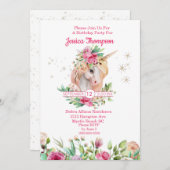 Belle Unicorn Stars Anniversaire Invitation (Devant / Derrière)