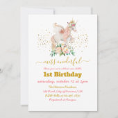 Belle Unicorne 1er anniversaire Invitation (Devant)