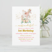 Belle Unicorne 1er anniversaire Invitation (Debout devant)