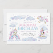 Belle Unicorne Premier Anniversaire Invitation Gir (Devant)