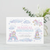 Belle Unicorne Premier Anniversaire Invitation Gir (Debout devant)