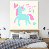 Belle Unicorne verte Filles Salle Toile Imprimer (Insitu(Chambre))