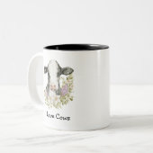 Belle vache noire florale Mug à deux tons (Devant gauche)