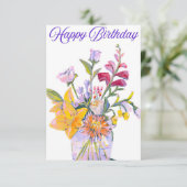 Belle Vase Florale Carte Anniversaire (Debout devant)