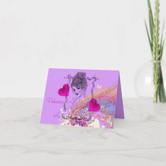 Belle Victorian Lady Purple Valentine Carte pour n (Devant)
