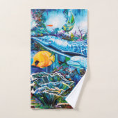 Belle vie marine près de récif (Serviette à main)
