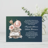 belle vintage bleue mariage invitations (Debout devant)
