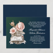 belle vintage bleue mariage invitations (Devant / Derrière)
