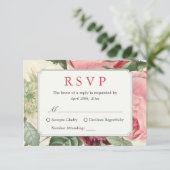 Belle Vintage Florale Mariage RSVP Réponse (Debout devant)