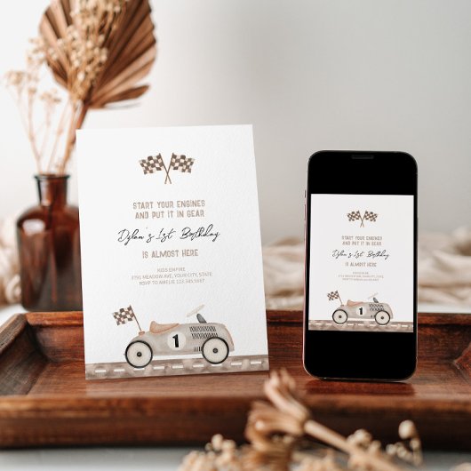 Belle voiture 1er anniversaire Invitation