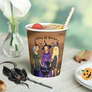 Bellen Alle Heksen Halloween Verjaardagsfeest Papieren Bekers