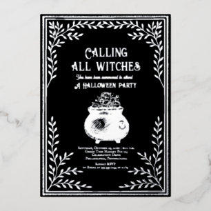 Bellen Alle Heksen Hemelse Halloween Party Folie Uitnodiging