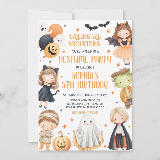 Bellen alle monsters Halloween verjaardag Kaart (Voorkant)